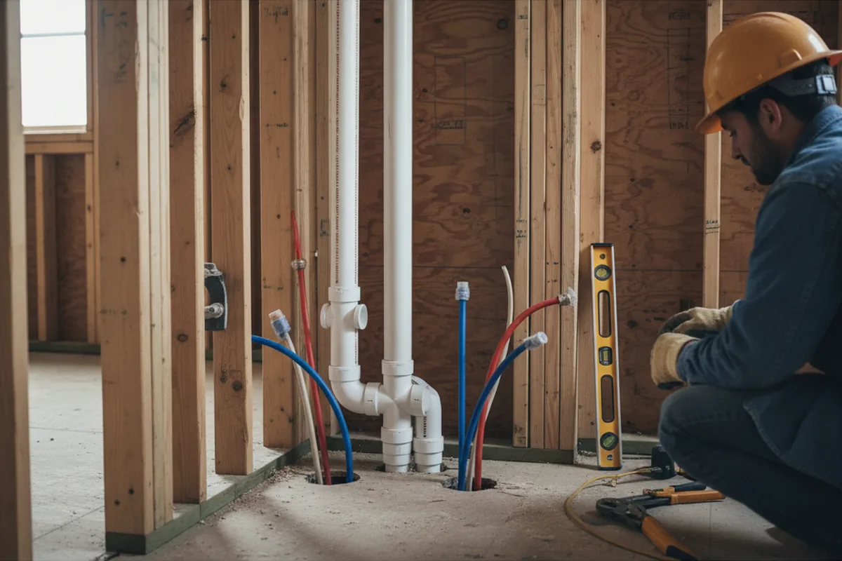 Drain and supply rough-in during Sump Pump Repair in Portland