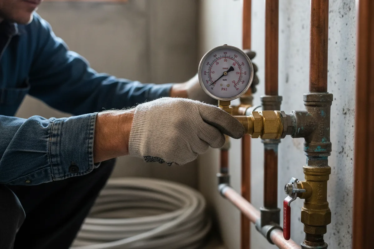 Pressure testing a repaired line during Water Line Repair in Portland